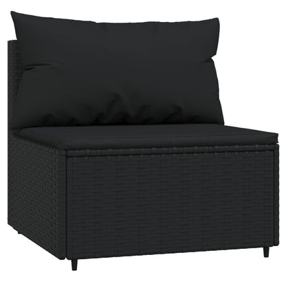 vidaXL 3-delige Loungeset met kussens poly rattan zwart