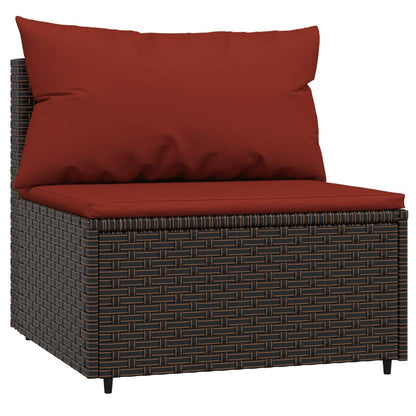 vidaXL 3-delige Loungeset met kussens poly rattan bruin