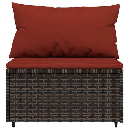 vidaXL 3-delige Loungeset met kussens poly rattan bruin