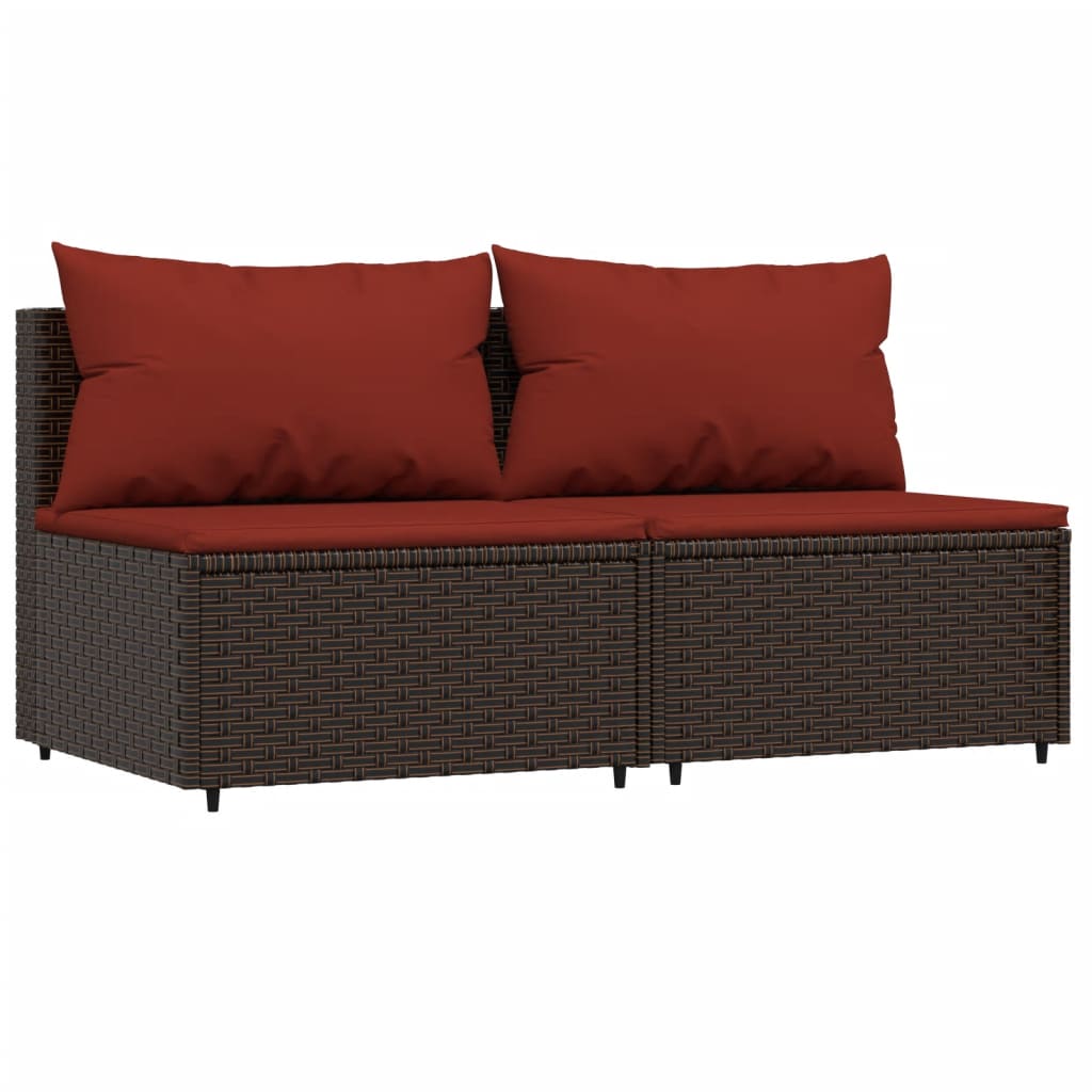 vidaXL 3-delige Loungeset met kussens poly rattan bruin