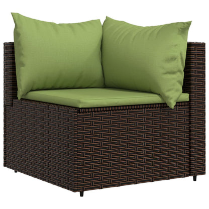 vidaXL Tuinhoekbank met kussens poly rattan bruin