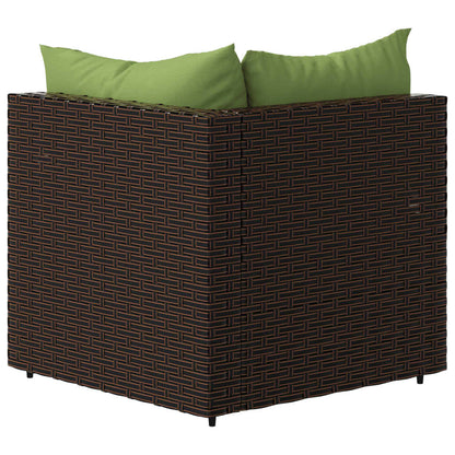 vidaXL Tuinhoekbank met kussens poly rattan bruin