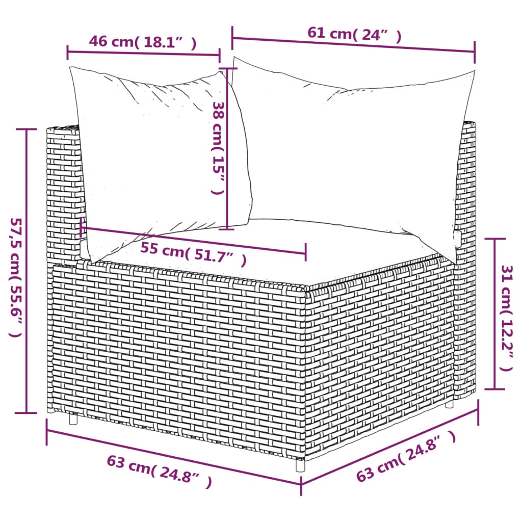 vidaXL Tuinhoekbank met kussens poly rattan bruin