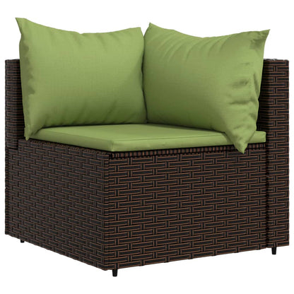 vidaXL 4-delige Loungeset met kussens poly rattan bruin