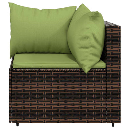 vidaXL 4-delige Loungeset met kussens poly rattan bruin