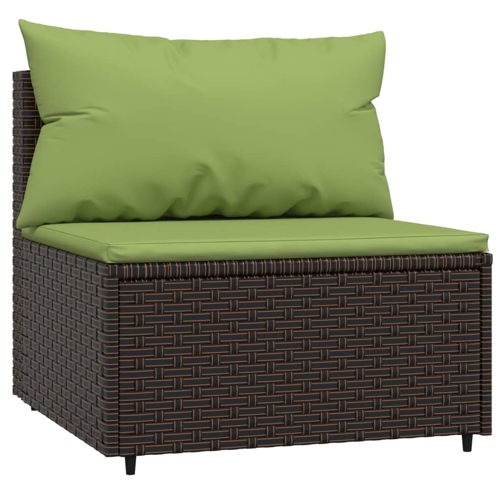 vidaXL 4-delige Loungeset met kussens poly rattan bruin