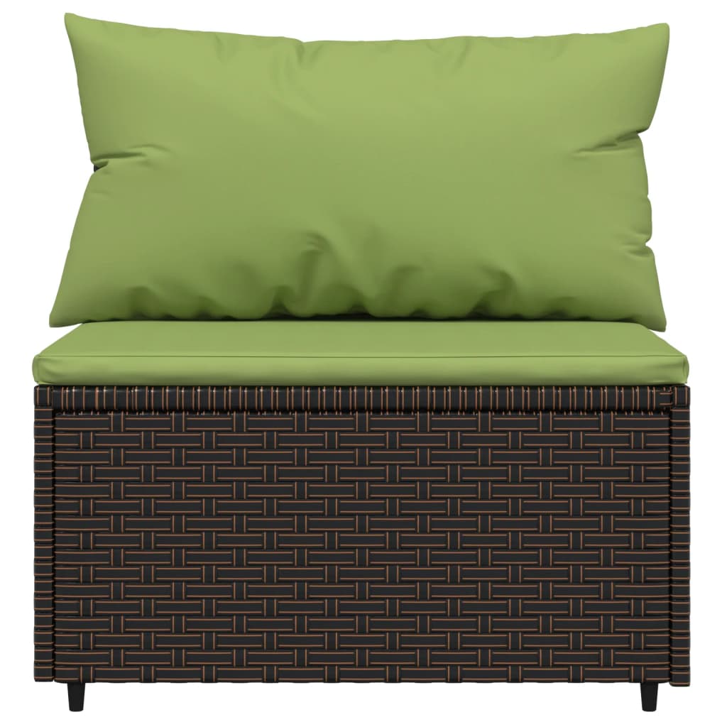 vidaXL 4-delige Loungeset met kussens poly rattan bruin