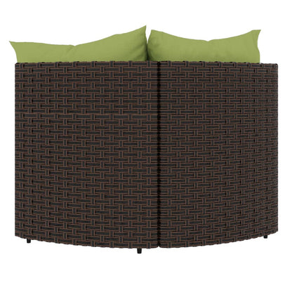 vidaXL Tuinhoekbanken met kussens 2 st poly rattan bruin