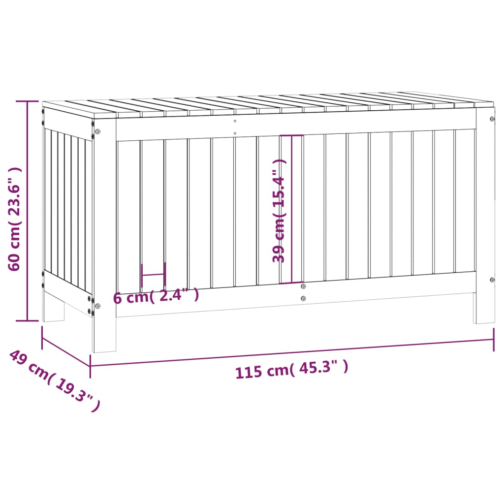 vidaXL Tuinbox 115x49x60 cm massief grenenhout