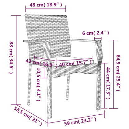 vidaXL Tuinstoelen 4 st met kussens poly rattan grijs