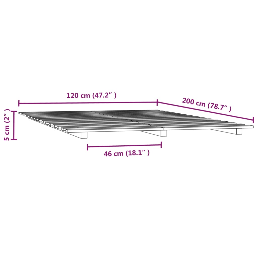 vidaXL Bedframe massief grenenhout 120x200 cm