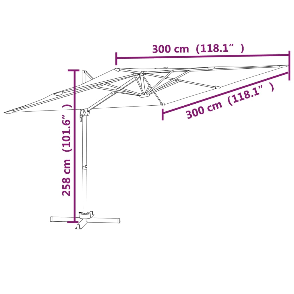 vidaXL Zweefparasol met aluminium paal 300x300 cm taupe