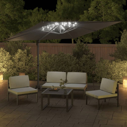 vidaXL Zweefparasol met LED-verlichting 400x300 cm antracietkleurig