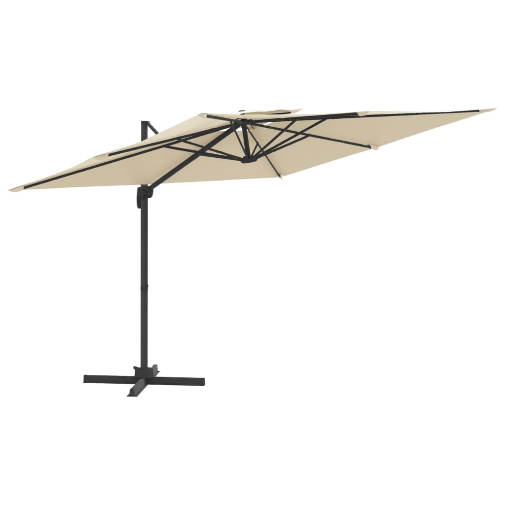 vidaXL Zweefparasol met dubbel dak 300x300 cm zandwit