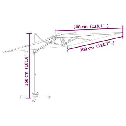 vidaXL Zweefparasol met dubbel dak 300x300 cm zandwit