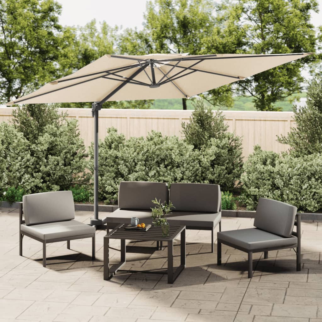 vidaXL Zweefparasol met dubbel dak 300x300 cm zandwit