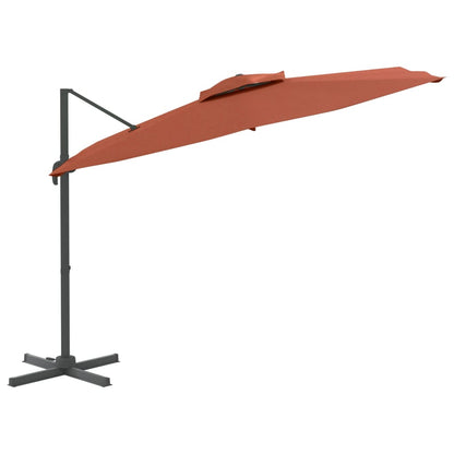 vidaXL Zweefparasol met dubbele bovenkant 300x300 cm terracotta