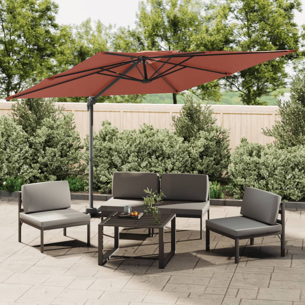 vidaXL Zweefparasol met dubbele bovenkant 300x300 cm terracotta