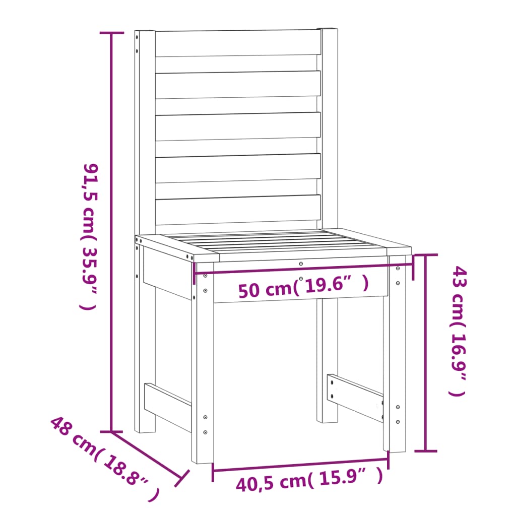 vidaXL Tuinstoelen 2 st 50x48x91,5 cm massief grenenhout wit