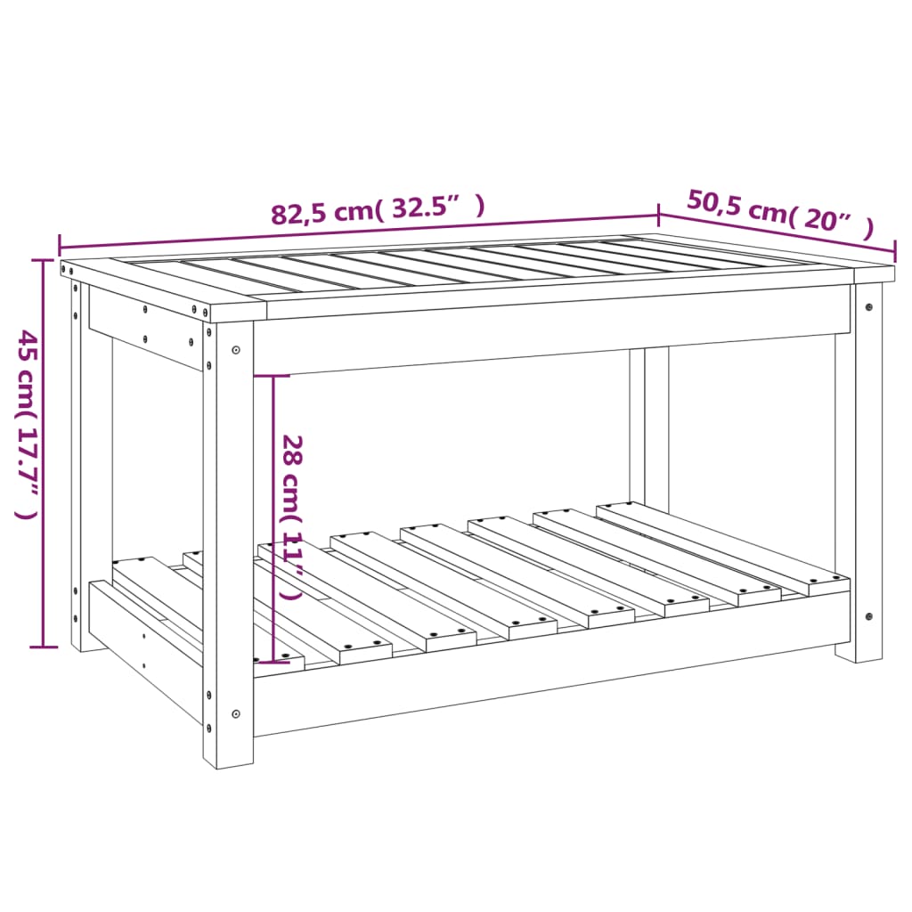 vidaXL Tuintafel 82,5x50,5x45 cm massief grenenhout honingbruin