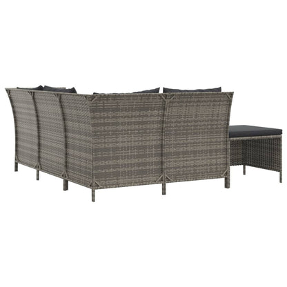 vidaXL 4-delige Loungeset met kussens poly rattan grijs