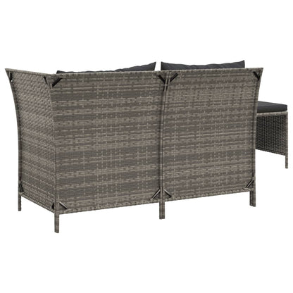 vidaXL 3-delige Loungeset met kussens poly rattan grijs