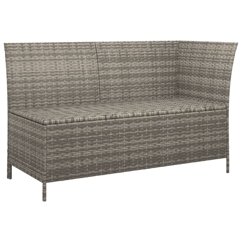 vidaXL 3-delige Loungeset met kussens poly rattan grijs