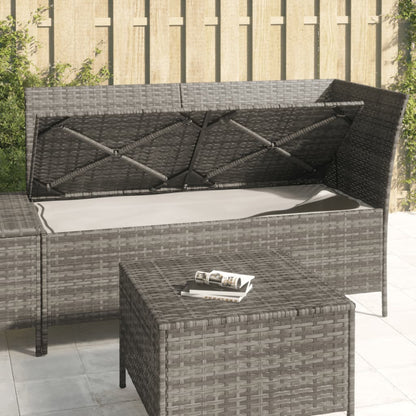 vidaXL 3-delige Loungeset met kussens poly rattan grijs