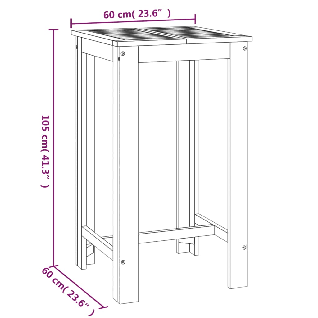 vidaXL Tuinbartafel 60x60x105 cm massief acaciahout