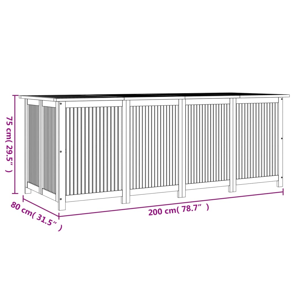 vidaXL Tuinbox 200x80x75 cm massief acaciahout