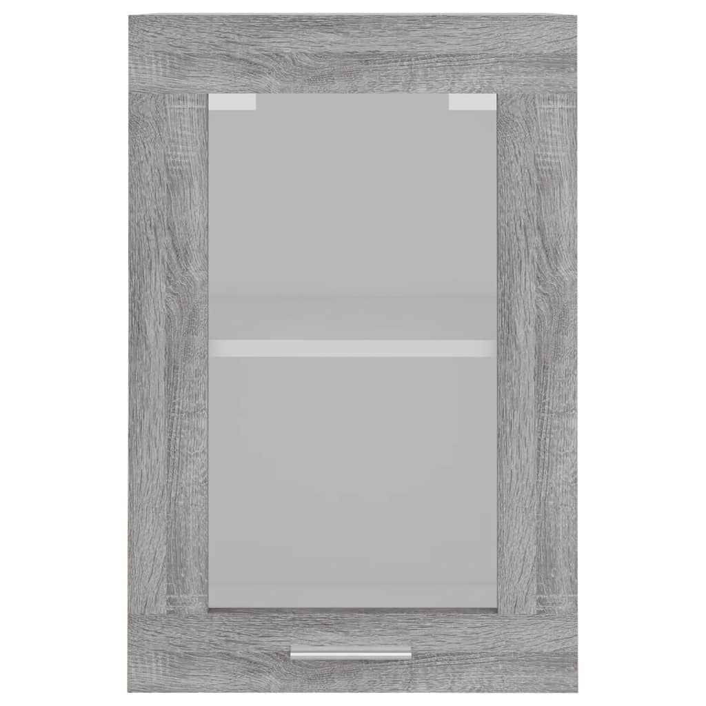 vidaXL Wandkast 40x31x60 cm glas en bewerkt hout grijs sonoma eiken