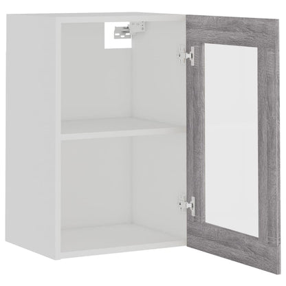 vidaXL Wandkast 40x31x60 cm glas en bewerkt hout grijs sonoma eiken