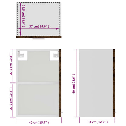 vidaXL Wandkast 40x31x60 cm glas en bewerkt hout grijs sonoma eiken