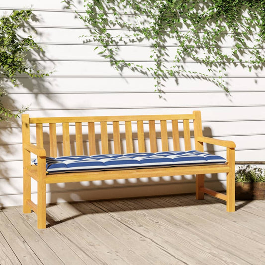 vidaXL Tuinbankkussen 150x50x7cm stof gestreept wit en blauw