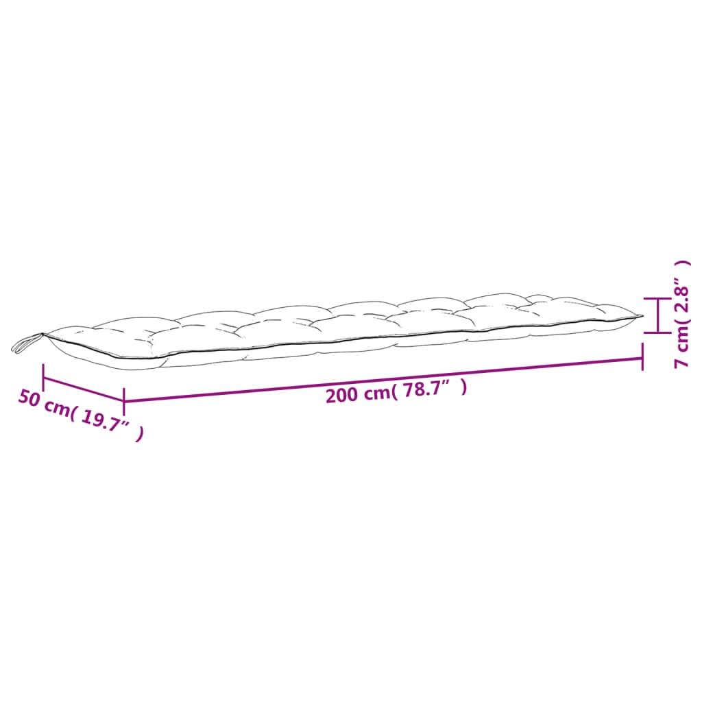 vidaXL Tuinbankkussen 200x50x7 cm oxford stof antracietkleurig