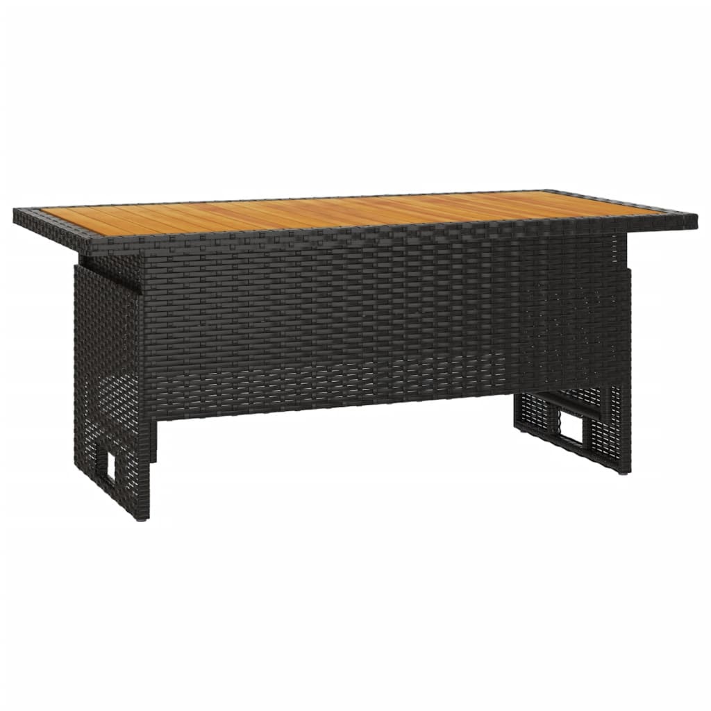 vidaXL Tuintafel 100x50x43/63 cm acaciahout en poly rattan zwart