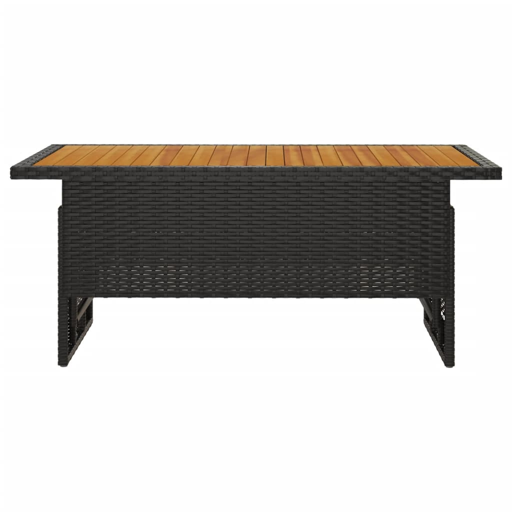 vidaXL Tuintafel 100x50x43/63 cm acaciahout en poly rattan zwart