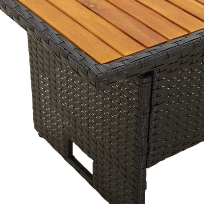 vidaXL Tuintafel 100x50x43/63 cm acaciahout en poly rattan zwart