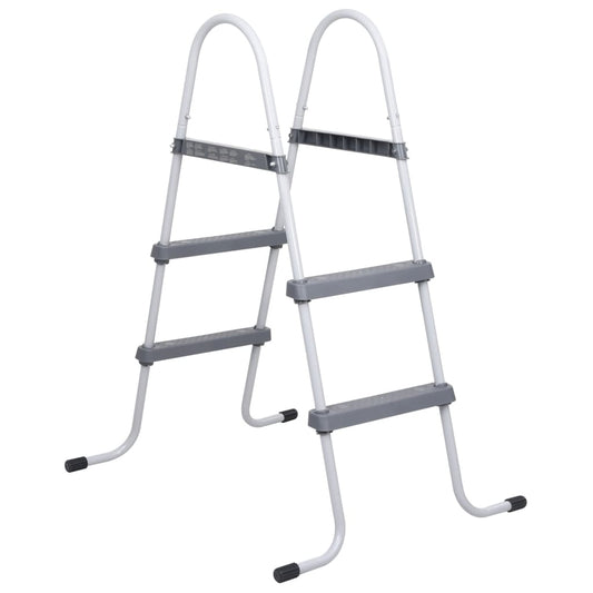 vidaXL Zwembadladder 84 cm staal grijs