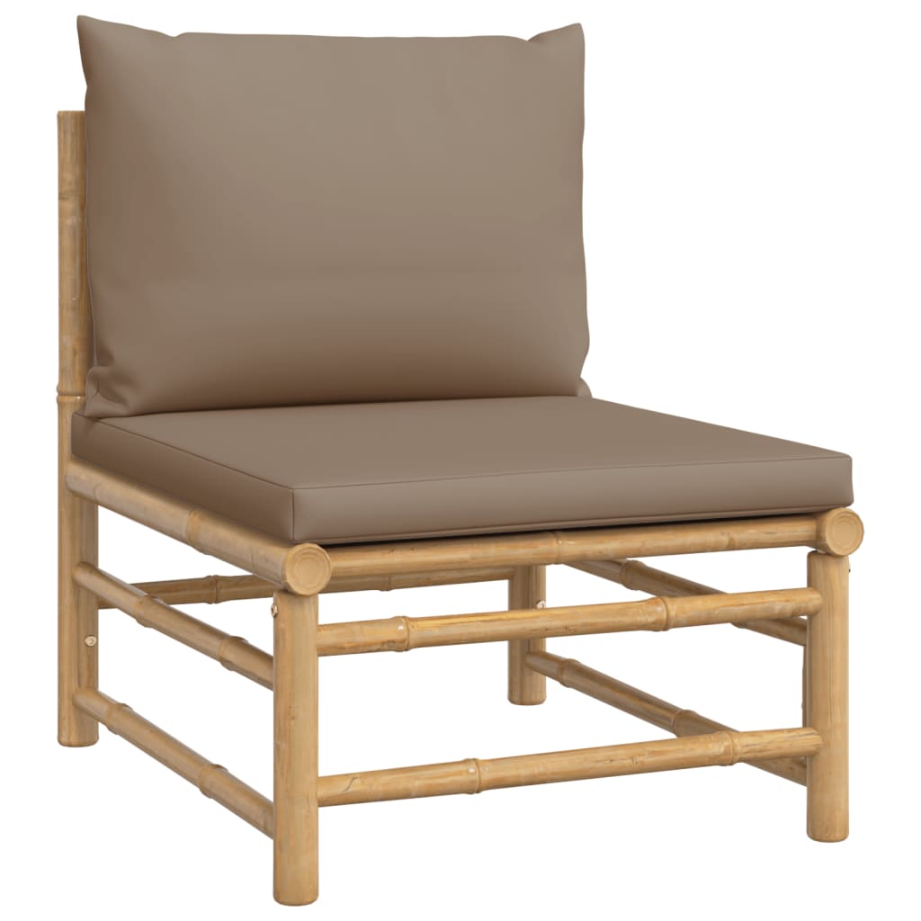 vidaXL 3-delige Loungeset met kussens bamboe taupe