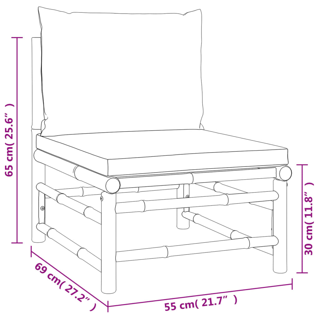 vidaXL 3-delige Loungeset met kussens bamboe taupe