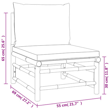 vidaXL 3-delige Loungeset met kussens bamboe taupe