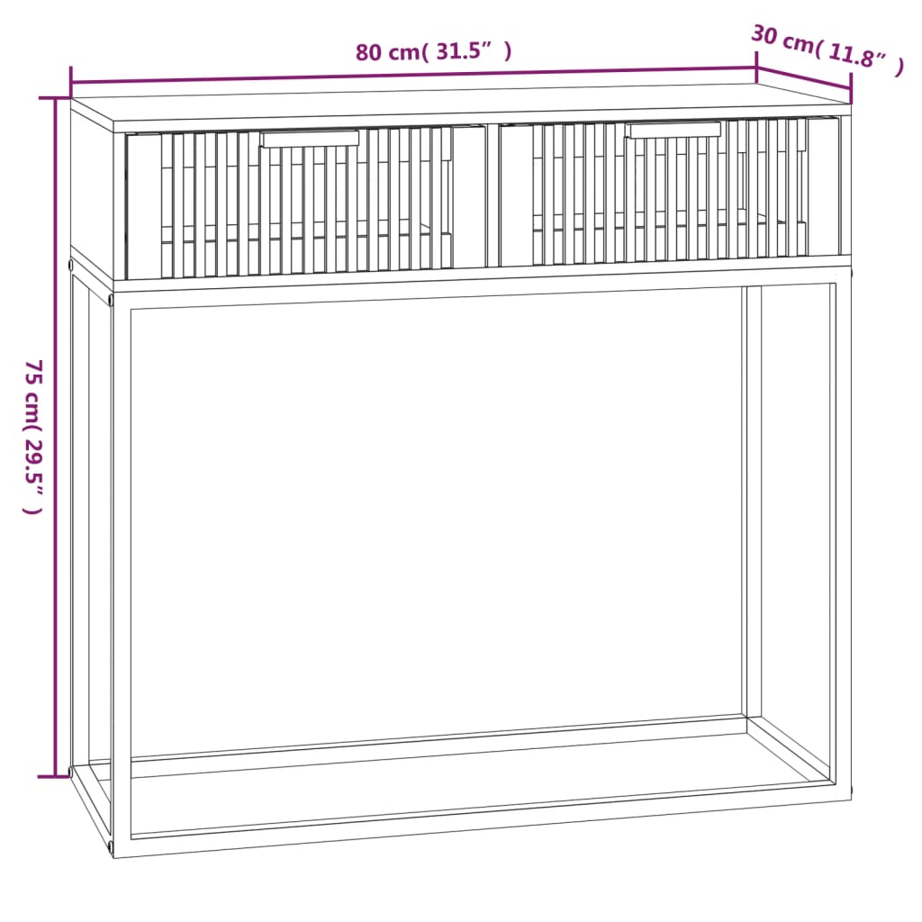 vidaXL Wandtafel 80x30x75 cm bewerkt hout en ijzer