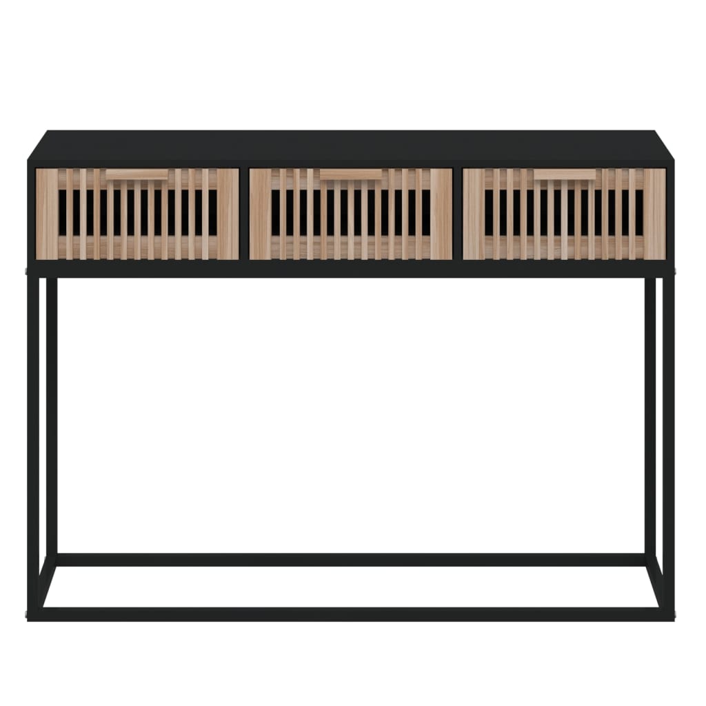 vidaXL Wandtafel 105x30x75 cm bewerkt hout en ijzer zwart