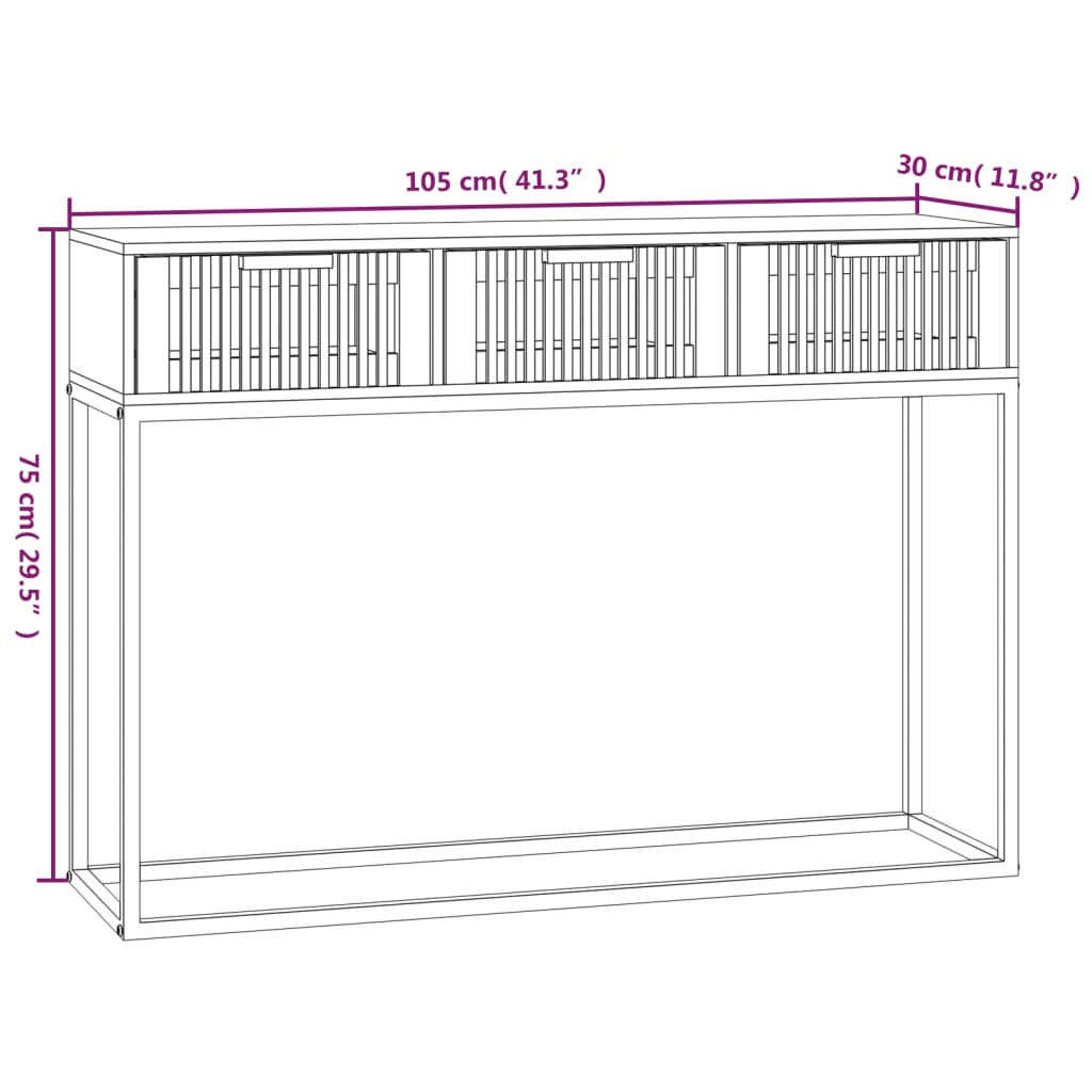 vidaXL Wandtafel 105x30x75 cm bewerkt hout en ijzer zwart