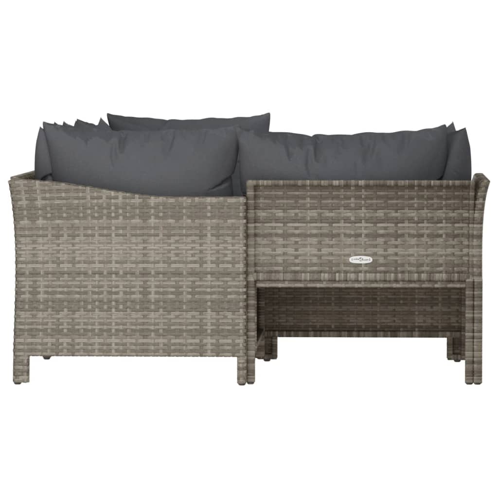 vidaXL 4-delige Loungeset met kussens poly rattan grijs