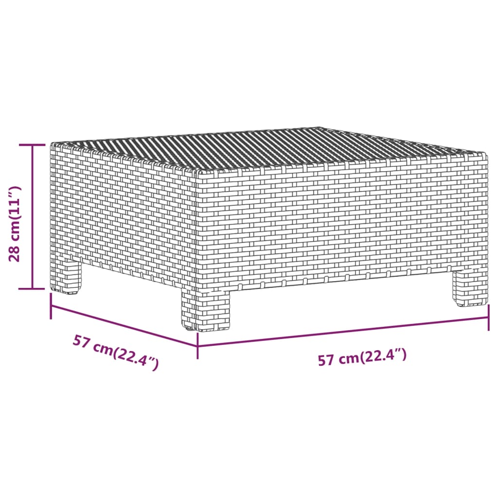 vidaXL Voetensteun met kussen poly rattan grijs