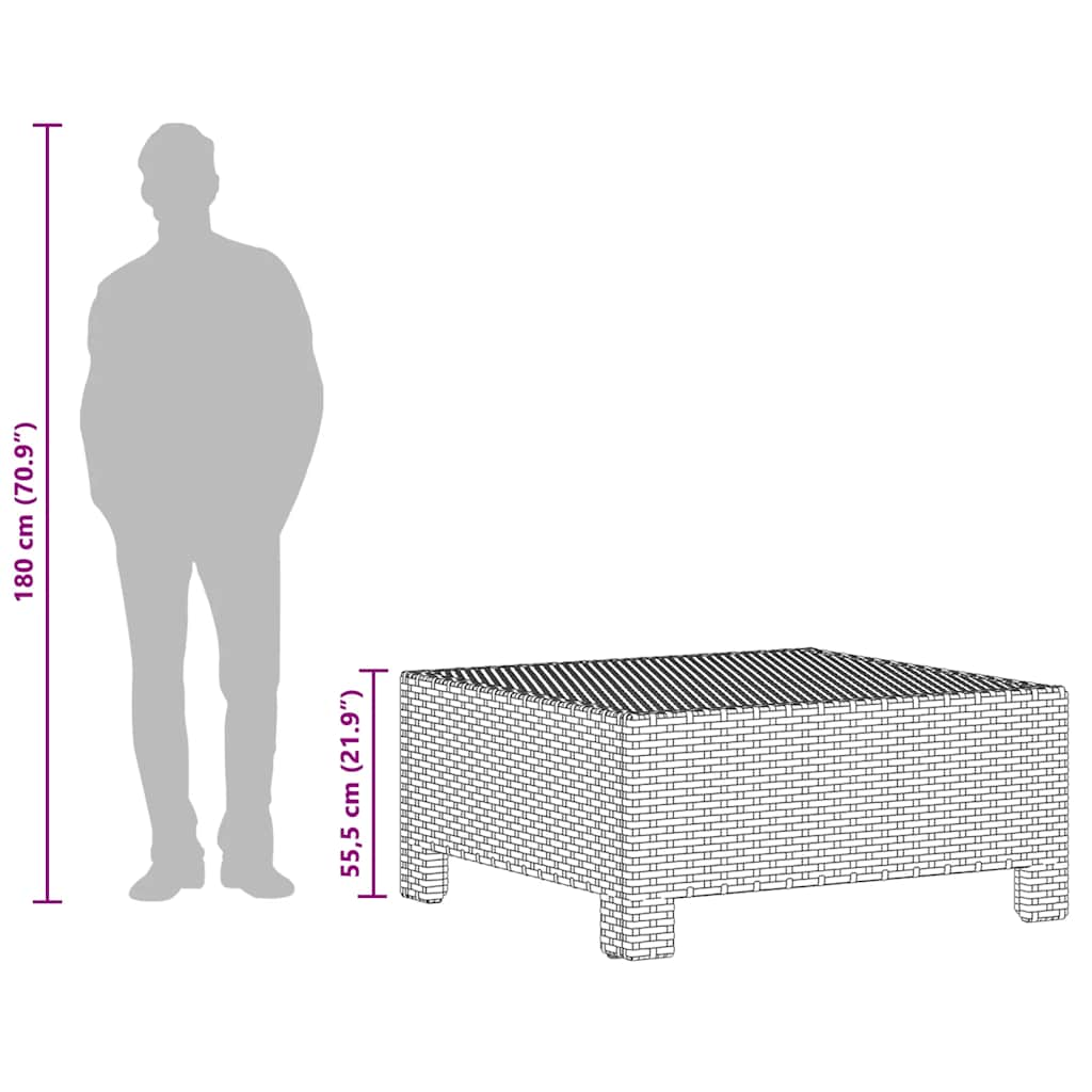 vidaXL Voetensteun met kussen poly rattan grijs