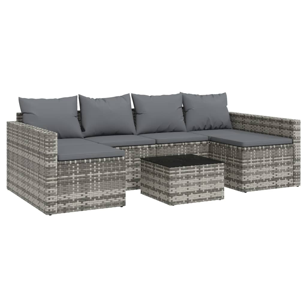 vidaXL 2-delige Loungeset met kussens poly rattan grijs