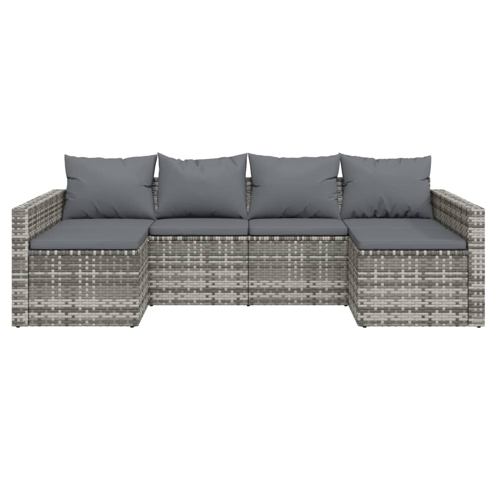 vidaXL 2-delige Loungeset met kussens poly rattan grijs